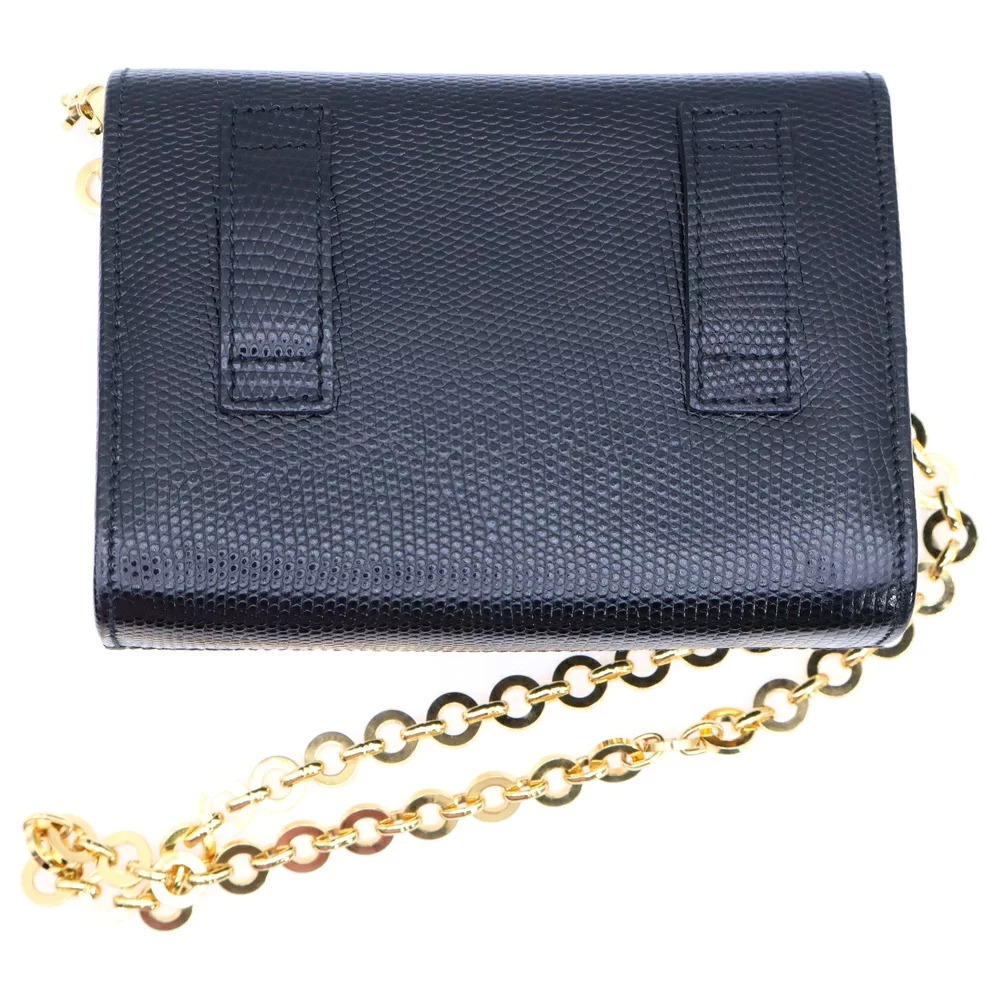 Salvatore Ferragamo Black Vara Chain Bag Rion Shoulder Leather